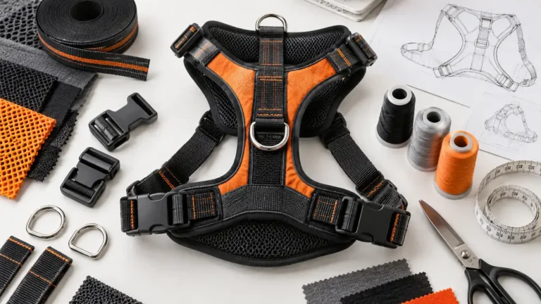 Dog harness components inspected before private label production