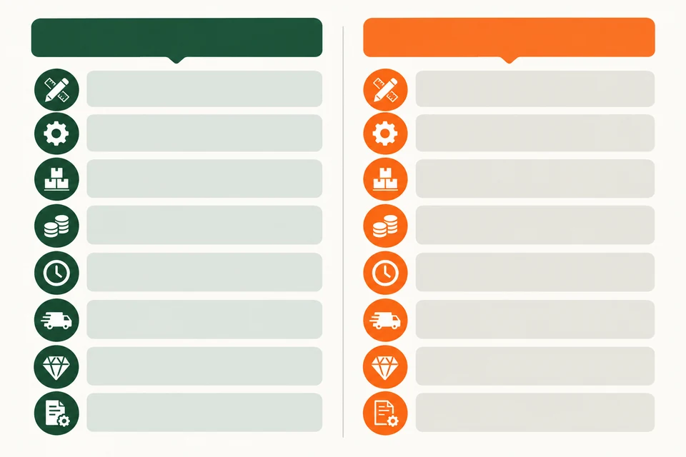 Decision matrix comparing OEM and ODM pet products by control cost and lead time