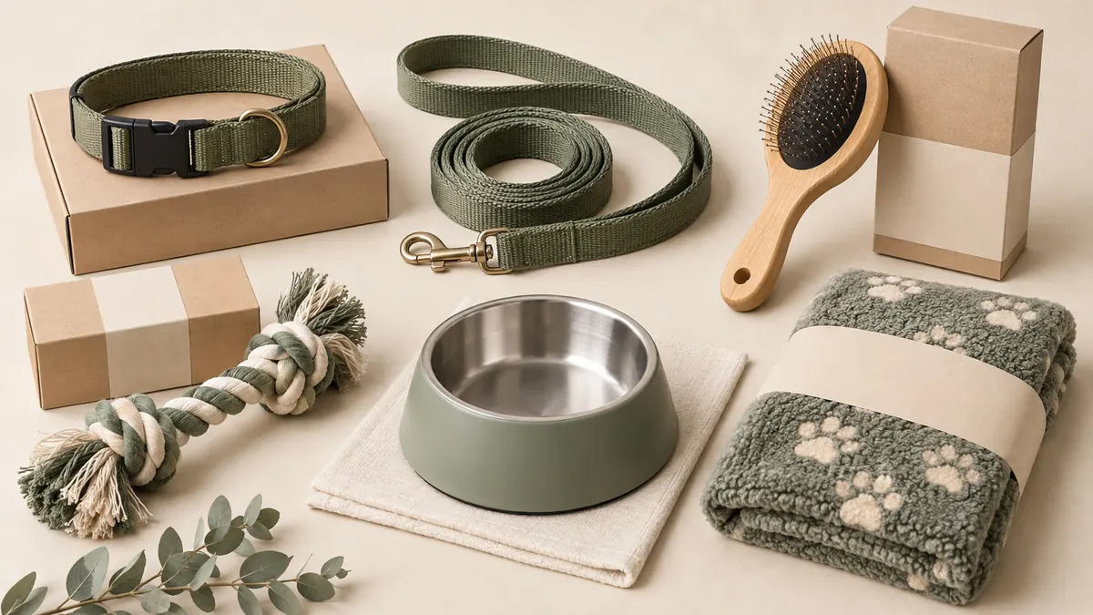 Low MOQ private label dog products arranged as a first collection