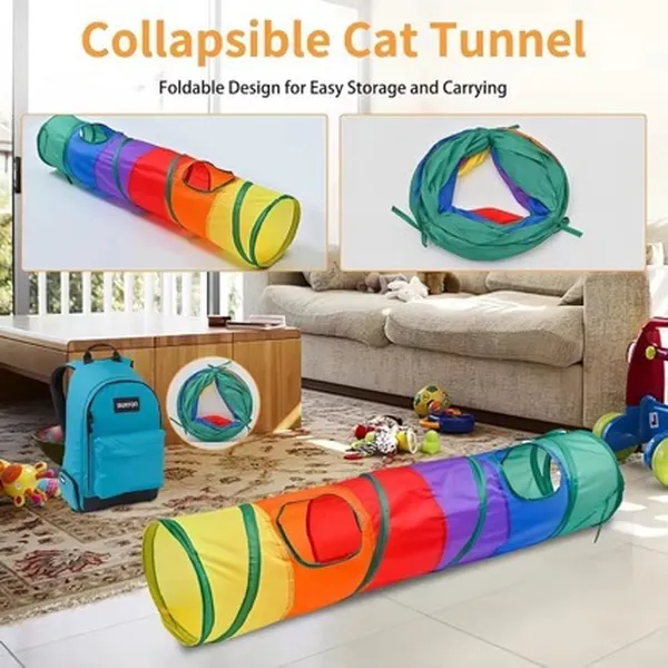 Cat Tunnel & Play-Sleep Bed, in a room setting - Petlland private label sourcing