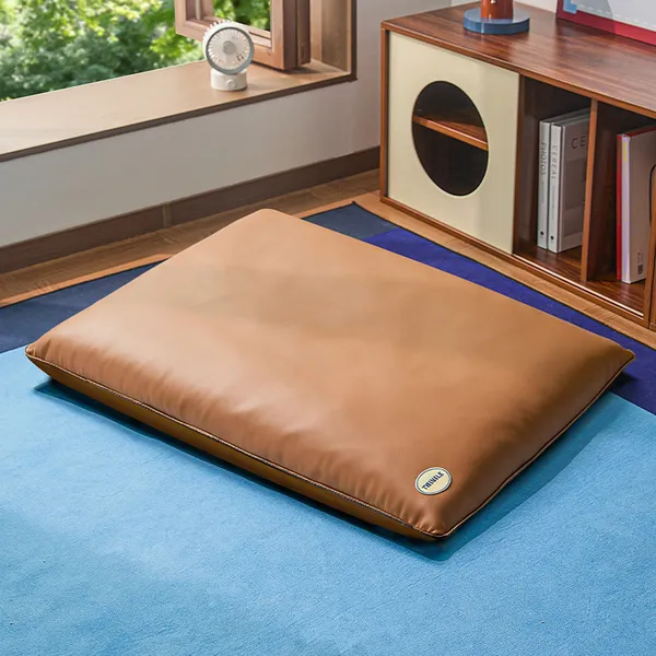 Chew-Resistant Waterproof Bed, brown mat in a room - Petlland private label sourcing