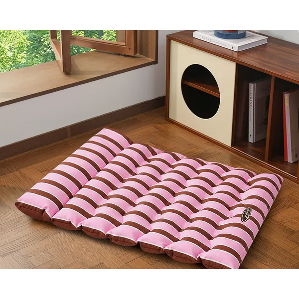 Chew-Resistant Waterproof Bed, pink stripe - Petlland private label sourcing
