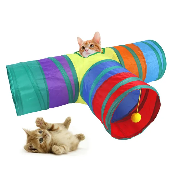 Collapsible Cat Tunnel, with cats - Petlland private label sourcing