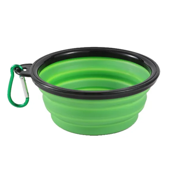 Collapsible Silicone Travel Bowl, green - Petlland private label sourcing