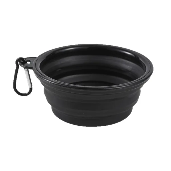 Collapsible Silicone Travel Bowl, black - Petlland private label sourcing