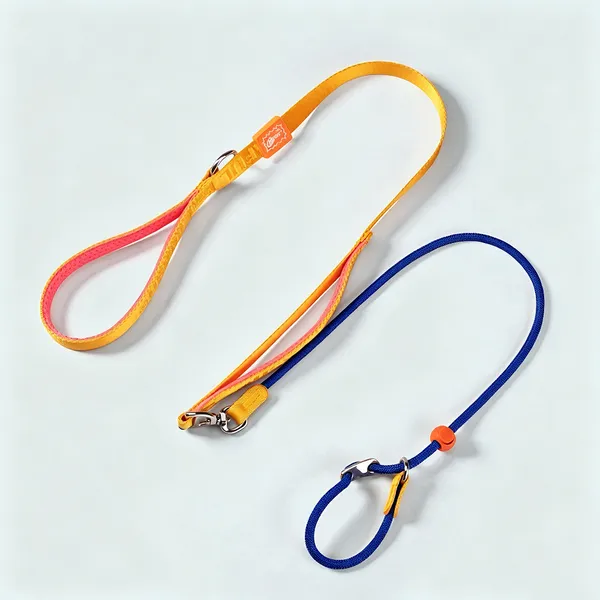 Colorful Round Nylon Leash, orange and blue - Petlland private label sourcing