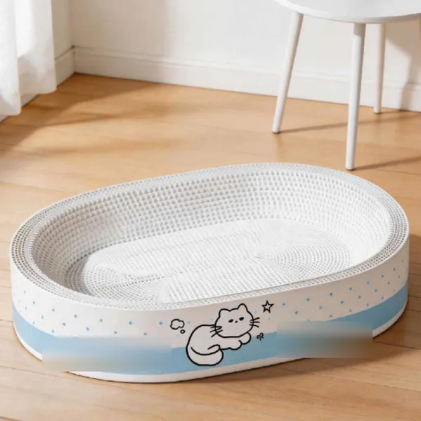 Corrugated Cardboard Scratcher Bed, in a living room - Petlland private label sourcing