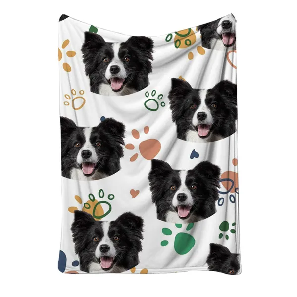 Custom Photo & Embroidered Blanket, border collie print - Petlland private label sourcing