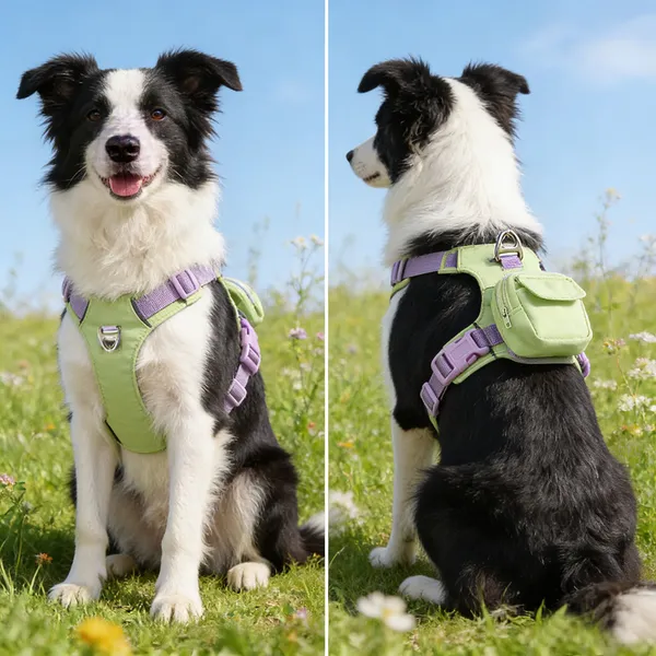 Dog Backpack Harness, side and rear view - Petlland private label sourcing