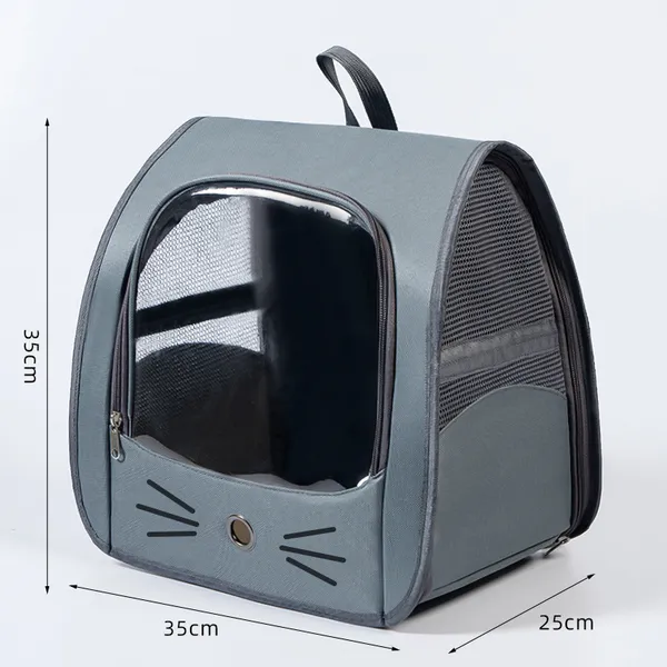Foldable Crate-Style Carrier Backpack, grey blue - Petlland private label sourcing