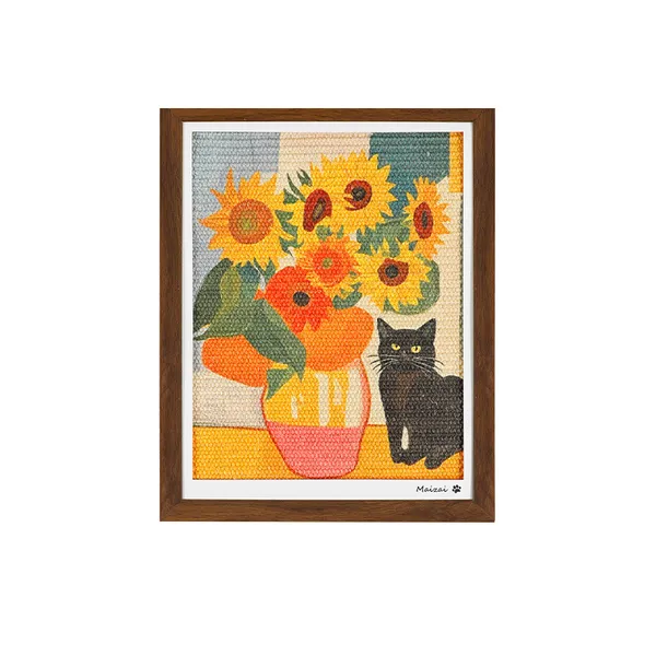 Framed Art Sisal Scratcher, sunflowers - Petlland private label sourcing