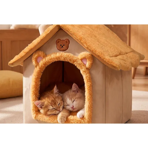 Plush polyester House-Shape Washable Cat Bed - Petlland private label sourcing