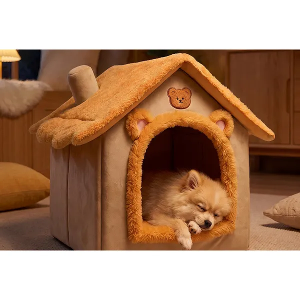 House-Shape Washable Cat Bed, cat inside - Petlland private label sourcing