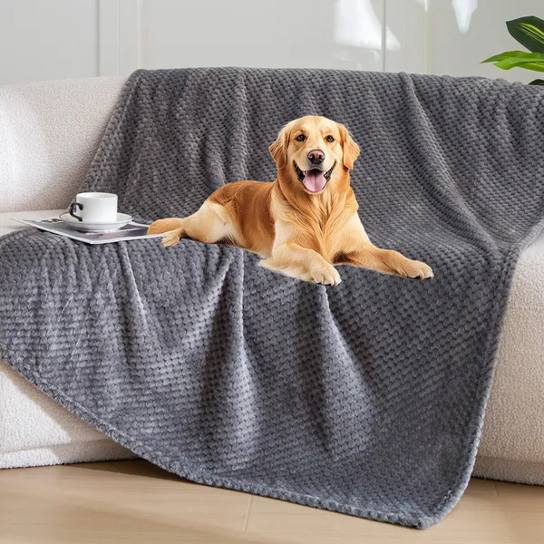 Jacquard Flannel Towel Blanket, grey - Petlland private label sourcing