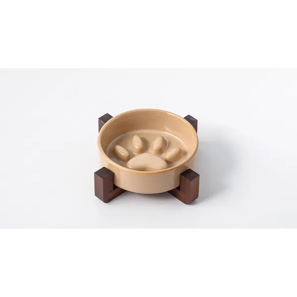 Japanese Kiln-Glaze Ceramic Slow Feeder, sand on stand - Petlland private label sourcing