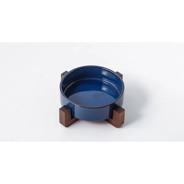 Japanese Kiln-Glaze Ceramic Slow Feeder, navy bowl - Petlland private label sourcing