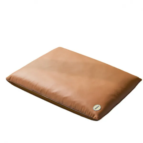 Leather Waterproof Anti-Scratch Bed, brown cushion - Petlland private label sourcing
