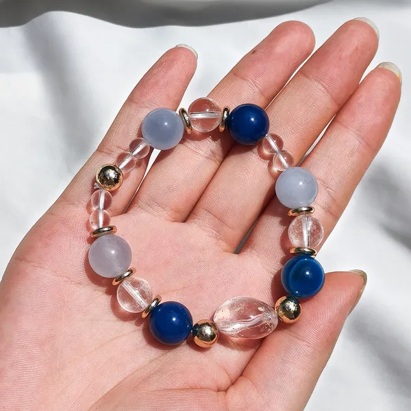 Matching Pet & Owner Crystal Set, blue crystal bracelet - Petlland private label sourcing