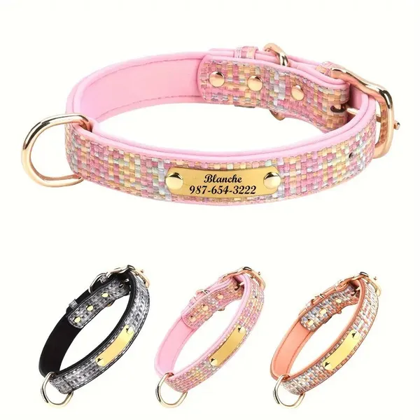 Padded Webbing Engraved Collar, colourways - Petlland private label sourcing