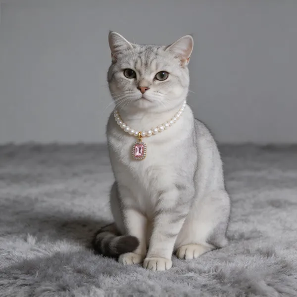 Pearl & Crystal Beaded Collar, pearl collar on a cat - Petlland private label sourcing