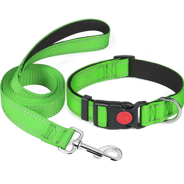 Reflective Collar & Leash Set, green - Petlland private label sourcing