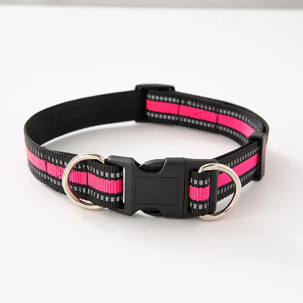 Reflective Nylon Adjustable Collar, pink - Petlland private label sourcing