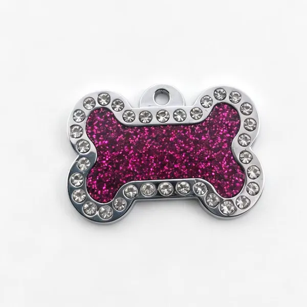 Rhinestone Bone-Shape Tag, rose glitter - Petlland private label sourcing