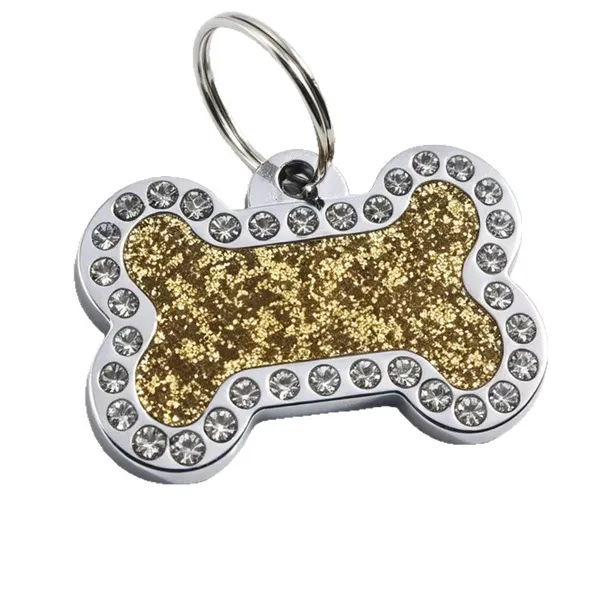 Rhinestone Bone-Shape Tag, gold tag - Petlland private label sourcing