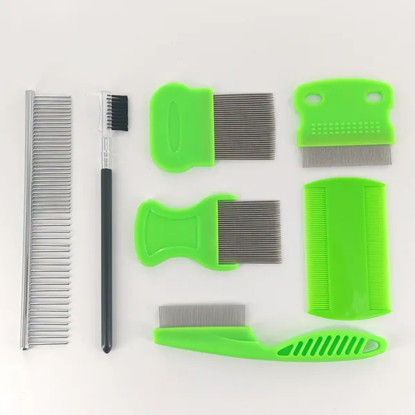 Rounded-Tip Flea Comb, green set - Petlland private label sourcing