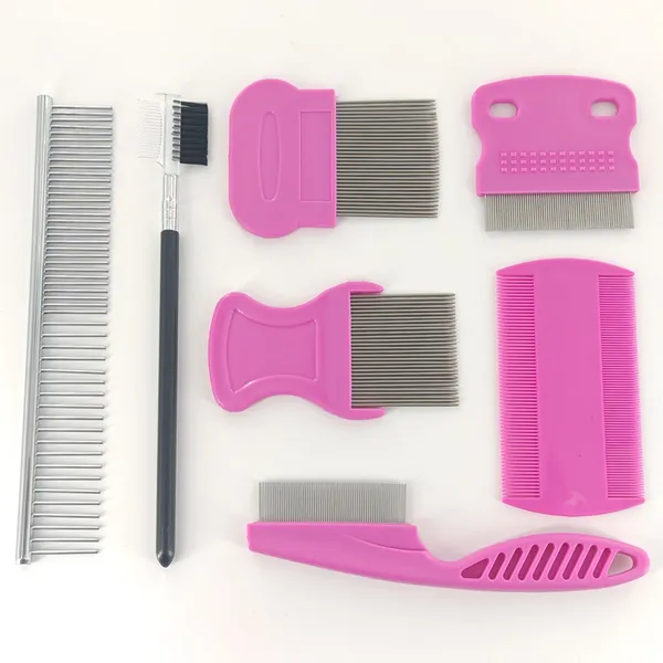Rounded-Tip Flea Comb, pink set - Petlland private label sourcing