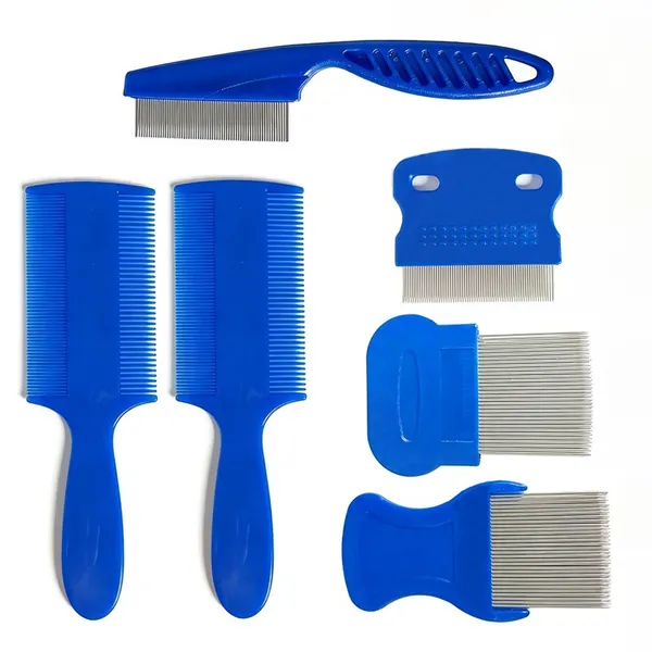 Rounded-Tip Flea Comb, blue comb pair - Petlland private label sourcing