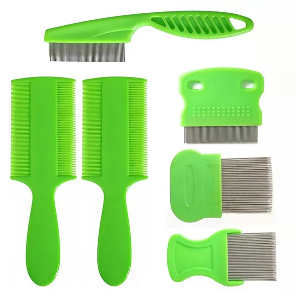 Rounded-Tip Flea Comb, green comb pair - Petlland private label sourcing