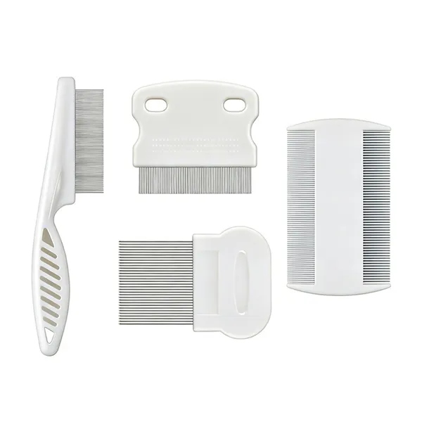 Rounded-Tip Flea Comb, white set contents - Petlland private label sourcing