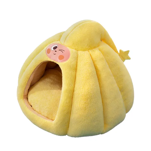 Plush polyester Semi-Enclosed Cave / Shell Cat Bed - Petlland private label sourcing