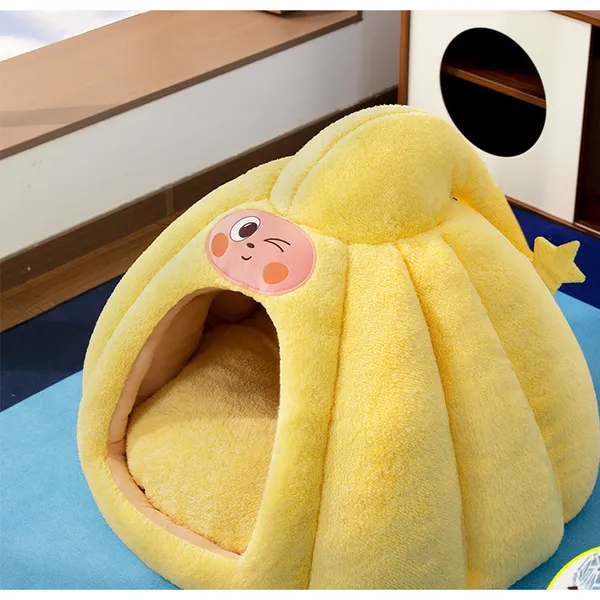 Semi-Enclosed Cave / Shell Cat Bed, side view - Petlland private label sourcing