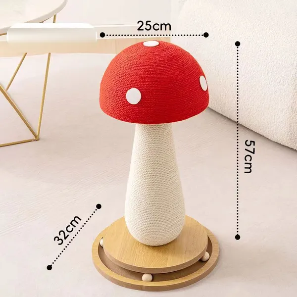 Sisal Scratching Post (Mushroom), turntable base - Petlland private label sourcing