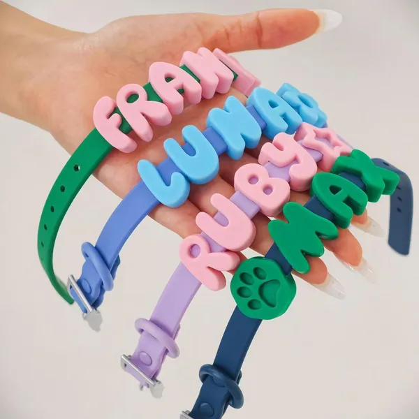 Soft Silicone Escape-Proof Collar, personalised names - Petlland private label sourcing