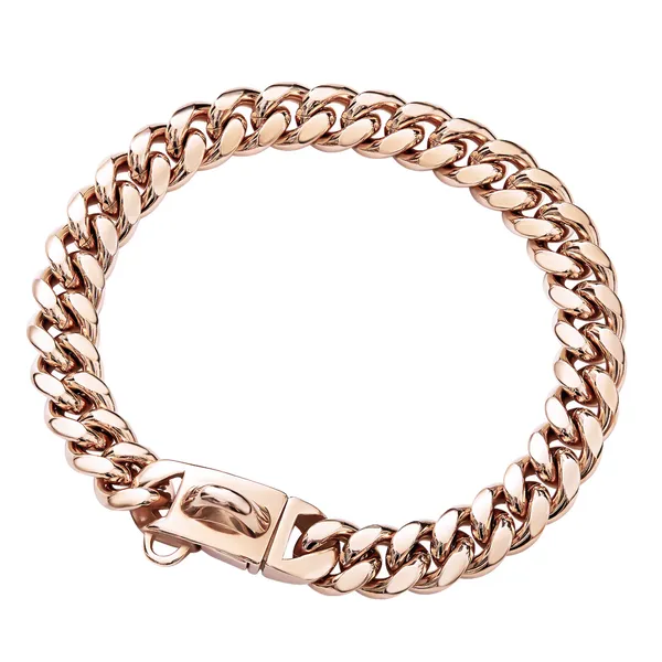 Stainless Steel Cuban Link Collar, rose gold - Petlland private label sourcing