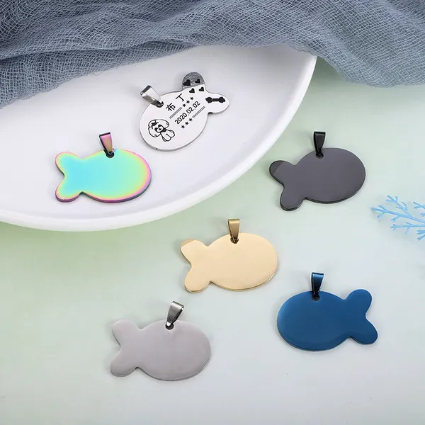 Titanium Steel Fish / Dog-Tag Pendant, main product view - Petlland private label sourcing