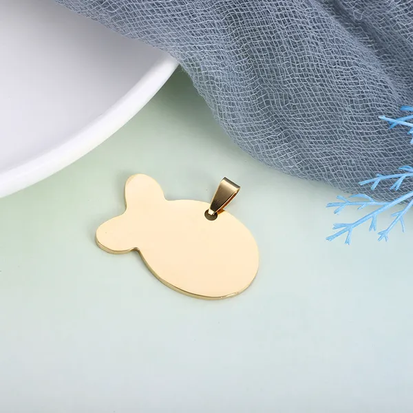 Titanium Steel Fish / Dog-Tag Pendant, gold - Petlland private label sourcing