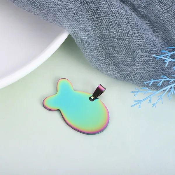 Titanium Steel Fish / Dog-Tag Pendant, iridescent - Petlland private label sourcing
