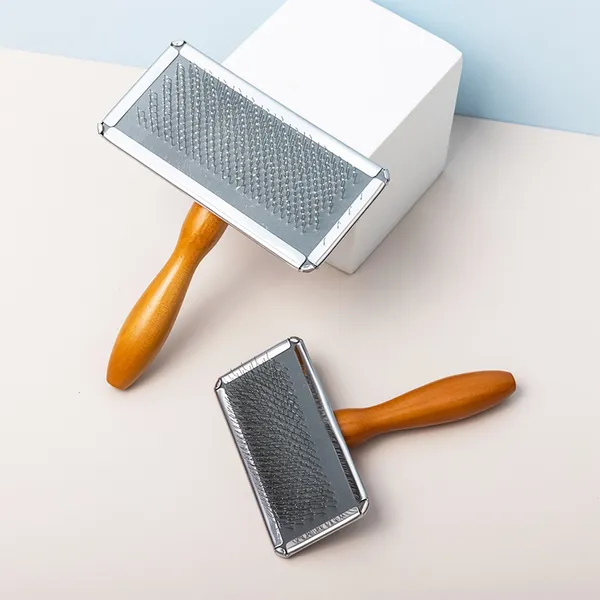 Wood and stainless steel Wooden-Handle Professional Pin Brush - Petlland private label sourcing