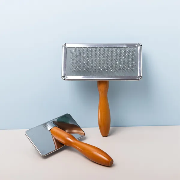 Wooden-Handle Professional Pin Brush, angled view - Petlland private label sourcing