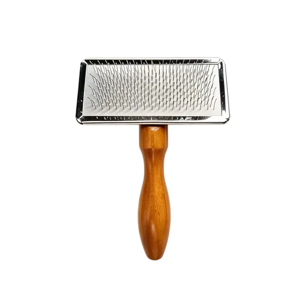 Wooden-Handle Professional Pin Brush, dark handle - Petlland private label sourcing