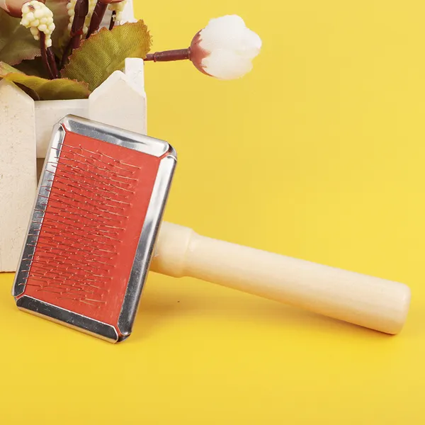 Wooden-Handle Professional Pin Brush, red pad - Petlland private label sourcing
